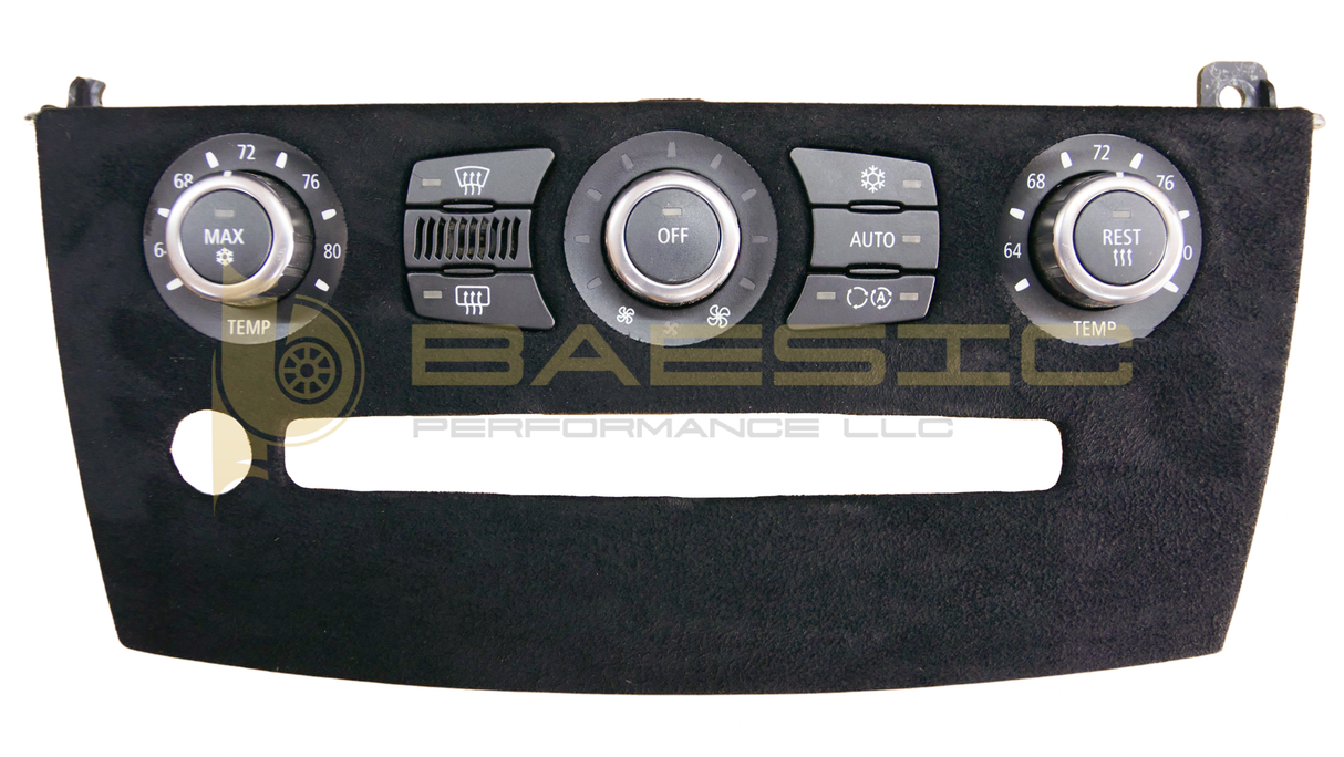 BMW E60 Climate Control Cover Finished in Black Alcantara