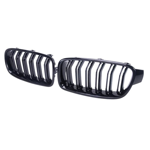 Double Slotted Gloss Black Kidney Grilles ( E9X )