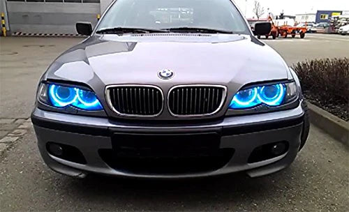 Switchback Crystal LED Angel Eyes Headlight For BMW E38 E39 E46 3 5 7  Series M3