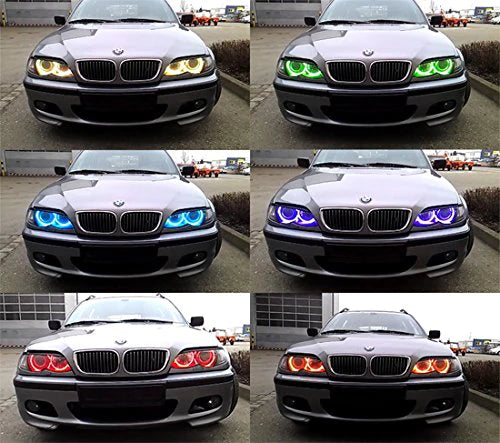 RGB LED Angel Eye Halo Rings For BMW E39 E46 3/5/7 Series Headlights