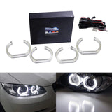 7000K Xenon White DTM-Style Square Bottom LED Angel Eyes Halo Rings w/ Crystal Acrylic Covers For BMW 1 2 3 4 5 Series Headlight Retrofit