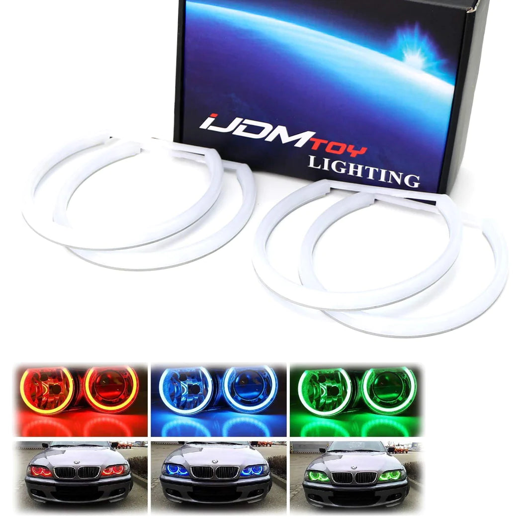 Xenon Headlight RGB Multi-Color LED Angel Eyes For BMW E38 E39 E46 3 5 7  Series